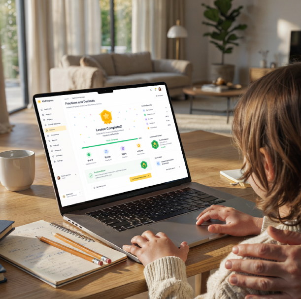 KidProgress dashboard showing homeschool learning progress and reports